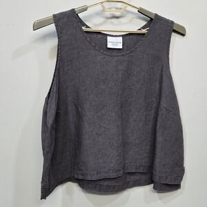 Parachute 100% Linen Tank Top 3X Plus Charcoal Gray Boxy Fit Coastal Minimalist